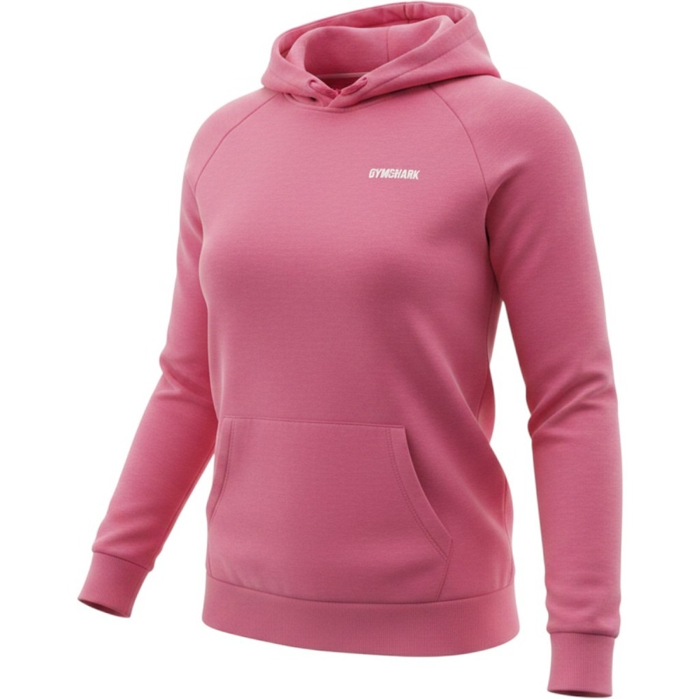 Gymshark Womens Pink Pullover Hoodie Sweatshirt Kangaroo Pocket Logo Small Mark